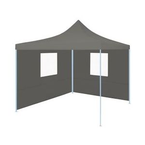 VidaXL Partytent Inklapbaar 2x2m Staal Antraciet + 2 Zijwanden