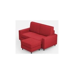 Sakar 2-zitsbank (twee zitplaatsen van 60 cm) + poef buitenafmetingen L.148 D.155 kleur rood - VECOMSAKAR120-D10