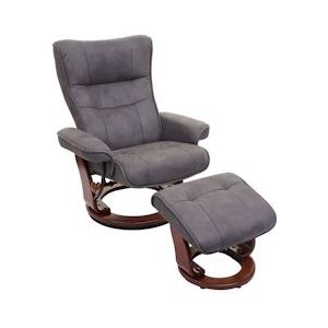 MCA relaxfauteuil Montreal, TV-fauteuil kruk, stof/textiel 130kg belastbaar ~ donkergrijs, walnootkleurig - grijs Textiel 75592