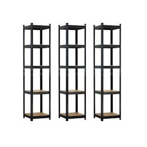 Pak 3 modulaire planken met 5 verstelbare planken Zwart 180x40x40cm 175Kg 7house - zwart Metaal 8429160026088