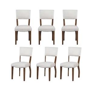 Merax fluwelen eetkamerstoelen set van 6 stoelen moderne minimalistische woonkamer slaapkamer stoelen rubber houten poten beige - beige Multi-materiaal WF317853AAA-6