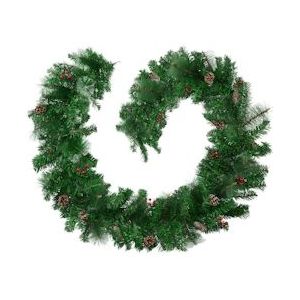 tectake Kerstslinger natuurgetrouw met dennenappels 2,7 m - rood/groen - 403316 - groen Synthetisch materiaal 403316