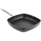 Hendi Grillpan Gietaluminium - 280x280x55 mm - RVS Handvat - Anti-aanbakcoating