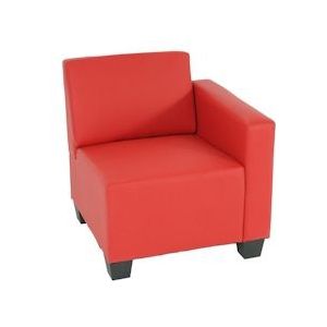Mendler Modulair zijpaneel rechts, fauteuil met armleuning Lyon, kunstleer ~ rood - rood Synthetisch materiaal 21695
