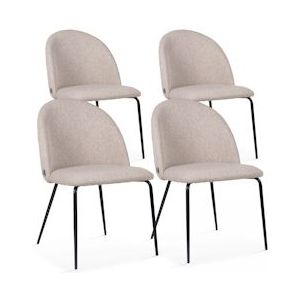 Oviala Business Set van 4 beige stoffen stoelen - beige Textiel 108105