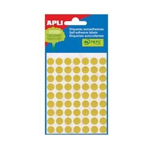 Apli ronde etiketten in etui diameter 10 mm, geel, 315 stuks, 63 per blad (2051) - 8410782020516