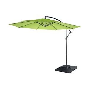 Mendler Acerra zweefparasol, parasol, Ø 3m kantelbaar, polyester/staal 11kg ~ green-lemon met voet - groen Textiel 46815+31831