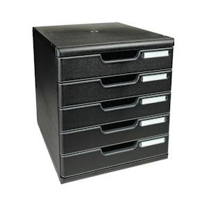 Exacompta 301414D 1x MODULO modulaire ladenbox met 5 gesloten laden voor A4+ documenten, Ecoblack, zwart - zwart Synthetisch materiaal 301414D