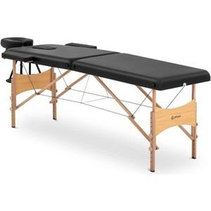 HELLOSHOP26 Opvouwbare massagetafel 2 zones 185 x 70 x 62 86 cm 220 kg zwart beukenhout 14_0009992 - 3000221942834