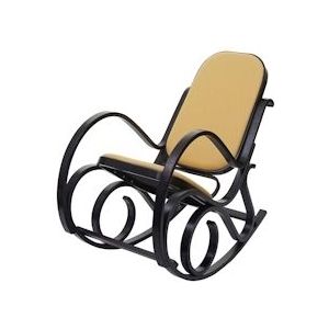 Mendler Schommelstoel M41, schommelstoel TV-fauteuil, massief hout ~ walnoot-look, stof/textiel geel - geel Massief hout 75347