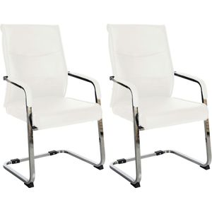 CLP Set van 2 Eetkamerstoelen Hobart kunstleer - wit - 324477