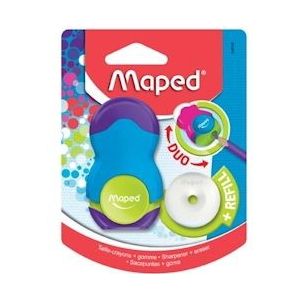 Maped potloodslijper + gom Loopy Soft Touch, blister met 1 stuk - blauw Papier 3154140491208