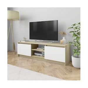 vidaXL TV-meubel wit en Sonoma eiken 120×30×35,5 cm spaanplaat - 800572