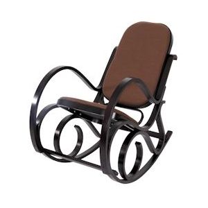 Mendler Schommelstoel M41, draaifauteuil TV-fauteuil, massief hout ~ walnoot look, stof/textiel donkerbruin - bruin Massief hout 12256