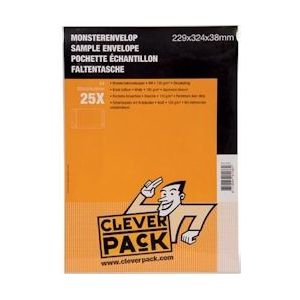 Cleverpack monsterenveloppen, ft 229 x 324 x 38 mm, met stripsluiting, wit, pak van 25 stuks - blauw Papier 8719244011384