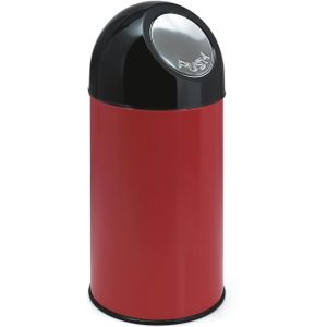 V-part Afvalbak met pushdeksel en binnenemmer 40 ltr - rood, zwart - Staal 31023509