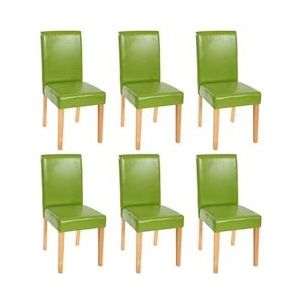 Mendler Set van 6 eetkamerstoelen Keukenstoel Littau ~ kunstleer, groen, lichtgekleurde poten - groen Synthetisch materiaal 33686+33700