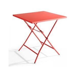 Oviala Business Vierkante opvouwbare tuintafel in rood staal - Oviala - rood Staal 106144