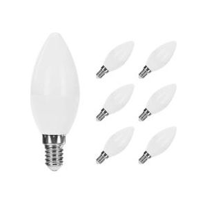 Pak van 6 kaarslampen LED E14 6W Equi.40W 470lm 02163 - wit Polycarbonaat 02163