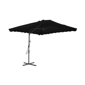 vidaXL Parasol met stalen paal 250x250x230 cm zwart - zwart 312516