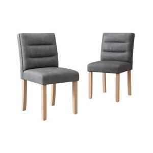 Merax eetkamerstoelen, set van 2, stoelen, moderne minimalistische woon- en slaapkamerstoelen, stoelen met eikenhouten rugleuningen, grijs - grijs Multi-materiaal WF310644AAG