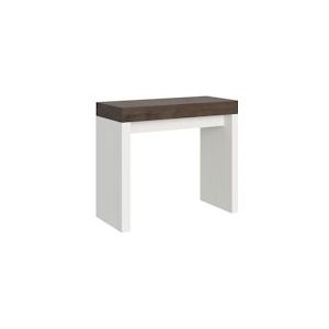 Itamoby Uitschuifbare console 90x40/196 cm Roxell Mix Small Walnoot blad - Witte essen poten - 8050598100035