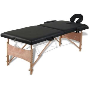 HELLOSHOP26 2-zone opvouwbare massagetafel met zwart houten frame 02_0001887 - 3000089741532