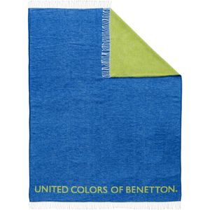 Benetton - Rainbow Deken - Blauw en Groen - 60% Katoen 40% Acryl