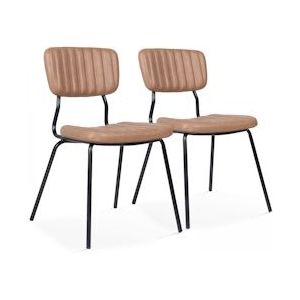 Oviala Business Set van 2 lichtbruin gecoate stoffen stoelen - bruin Textiel 108244