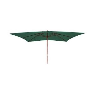 Mendler Parasol Florida, tuinparasol marktparasol, 3x4m polyester/hout 6kg ~ groen - groen Massief hout 97751