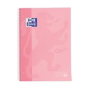 Oxford School Touch Europeanbook spiraalblok, ft A4+, 160 bladzijden, geruit 5 mm, pastel roze - 8412771028190
