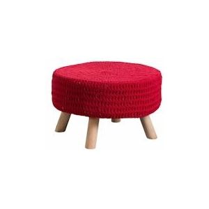 Baris Rode Ronde Poef 49x30cm Thinia Home - rood Textiel 8429160821034