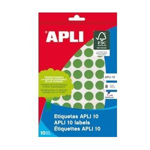 Apli ronde etiketten in etui diameter 19 mm, geassorteerde kleuren, 100 stuks, 20 per blad (7109) - 8410782071099