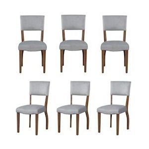 Merax fluwelen eetkamerstoelen set van 6 stoelen moderne minimalistische woonkamer slaapkamer stoelen rubber houten poten grijs - grijs Multi-materiaal 317853AAE-6