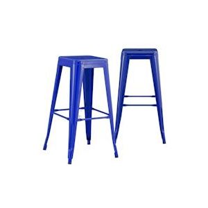 Set van 2 krukken industri�ële Strong Blue 43x43x76cm Thinia Home - blauw Staal 8429160025104