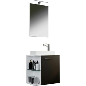 VCM 3-delige badkamermeubelset gastentoilet gastentoilet wastafel klein smal Hausa SP (wit / antraciet) - wit Multi-materiaal 4051814409745