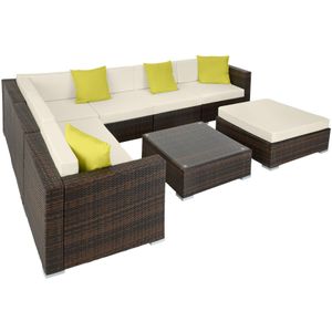 tectake Wicker loungeset met aluminium frame Marbella - bruin mix - 403837 - bruin Aluminium 403837