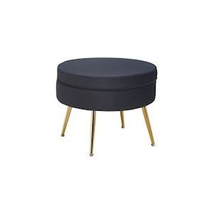 SalesFever Seating poef | rond | hoes fluweel stof zwart | frame metaal goudkleurig | B 52 x D 52 x H 41 cm - zwart Multi-materiaal 395363