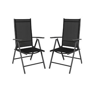 SVITA Tuinstoelen hoge rug opvouwbare campingstoel opvouwbare fauteuil set van 2 metaal zwart - grijs Aluminium 92320