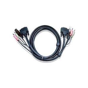 ATEN 2L-7D02UD KVM Kabel DVI-D (Dual Link), USB, Audio, zwart, 1,8 m - zwart 2L-7D02UD