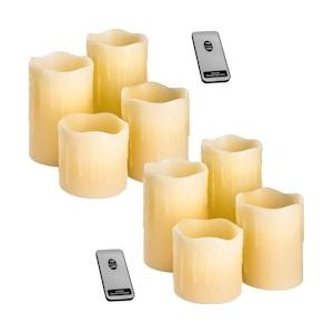 tectake -  2 sets van 4 led kaarsen met afstandsbediening - verschillende hoogtes - 402889
