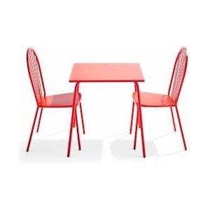 Oviala Business Set van bistrotafel en 2 rode stalen stoelen - Oviala - rood Staal 109453