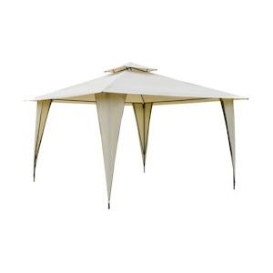 Outsunny Tuinpaviljoen Partytent Met Dubbel Dak 3.45x3.45x2.68m Feesttent Tuinpaviljoen Metaal Polyester Beige - beige 8700000261198