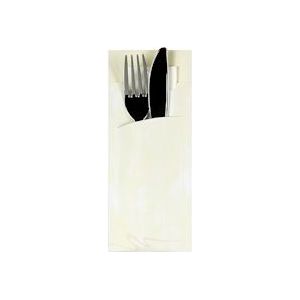 PAPSTAR, Bestekzakjes 20 cm x 8,5 cm creme inclusief wit servet 33 x 33 cm 2-laags - beige Papier 85206