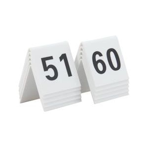 Securit® Acryl Tafelnummer Sets 51-60 In Wit |0,1 kg - wit TN-51-60-WT