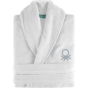 Benetton - Zwart-witte badjas L/XL 360GSM 100% katoen in wit - L/XL wit BE178