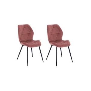 SVITA JAMIE Set van 2 eetkamerstoelen Gestoffeerde stoel zonder armleuningen Fluwelen hoes Roze - roze Textiel 91117