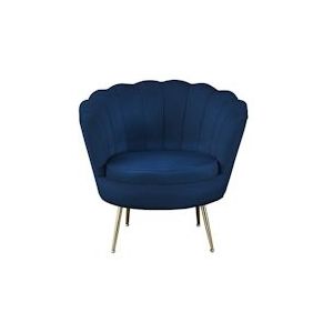 SalesFever Schaal fauteuil | bekleding fluweelstof | frame metaal goudkleurig | B 78 x D 76 x H 78,5 cm | donkerblauw - meerkleurig Multi-materiaal 371817
