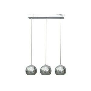 SalesFever Hanglamp | 3-lamp | lampenkappen Ø 18 cm | metaal | B 56 x D 18 x H 120 cm | chroomkleurig - zilver Metaal 394038