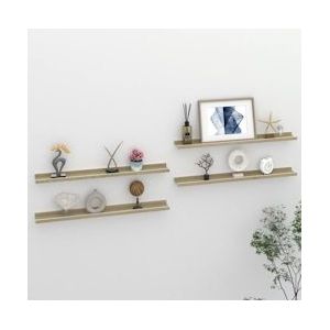 vidaXL Wandplanken 4 st. Eik wit en Sonoma 80x9x3 cm - 326696